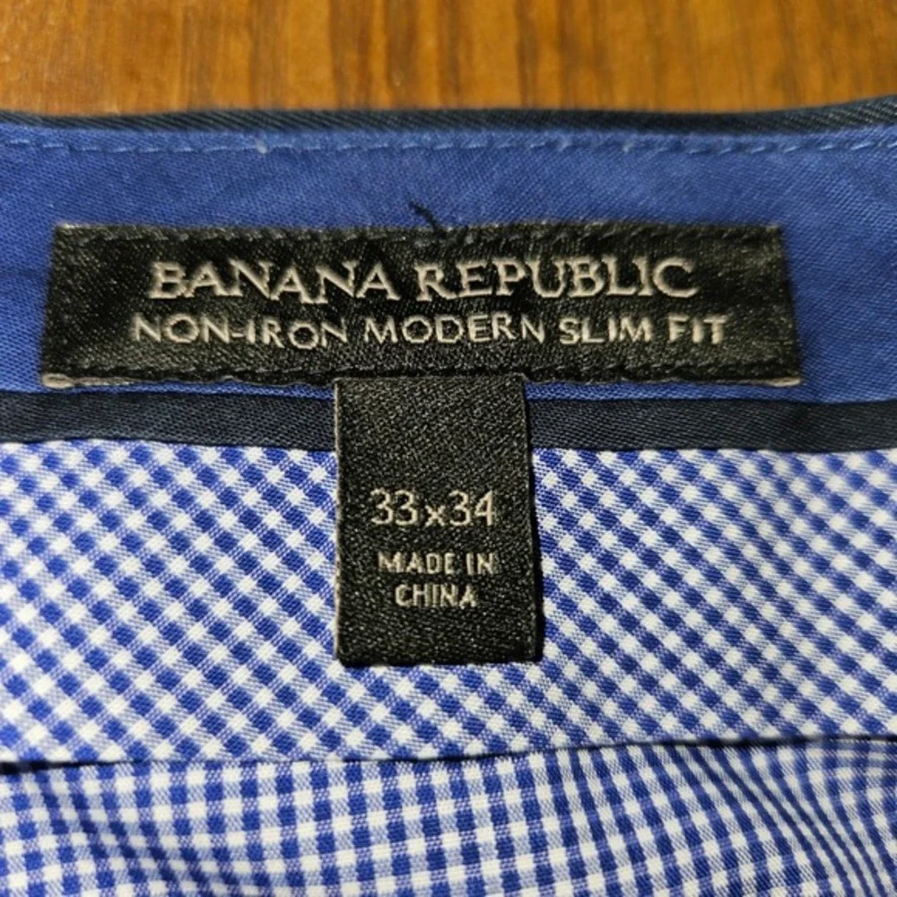 Banana Republic Mens Navy Blue Non-Iron Modern Slim Fit Chino Pants 33x34